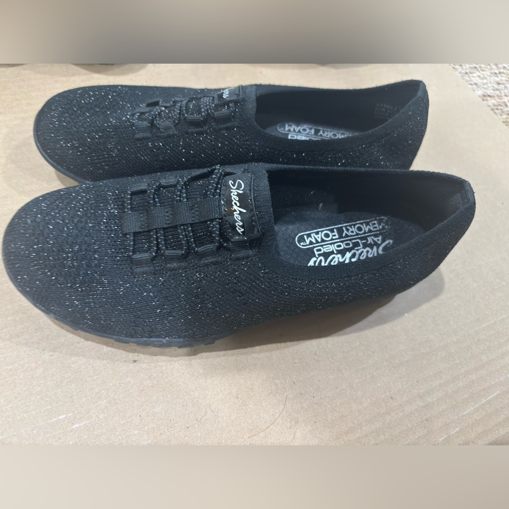 Skechers Black Glitter Slip-On Sneakers